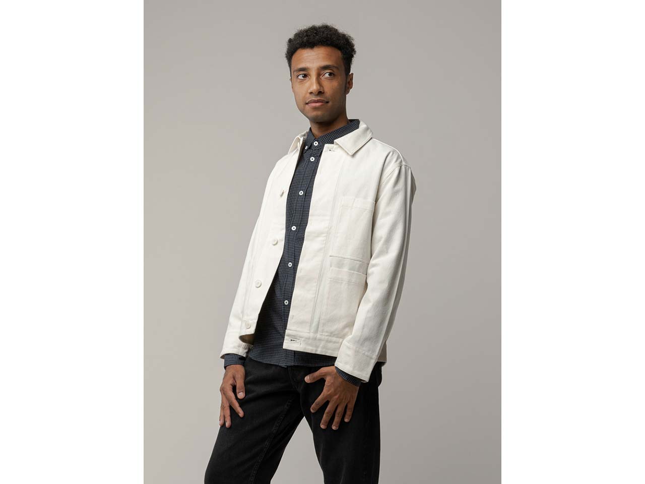MELA Bio-Herren-Workwear-Twill-Jacke "SENTHIL" cream, Gr. S