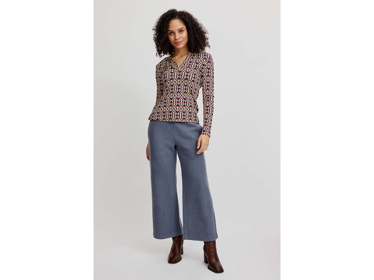 tranquillo Damen-Hose aus reinem Wollfleece, smoke, Gr. L