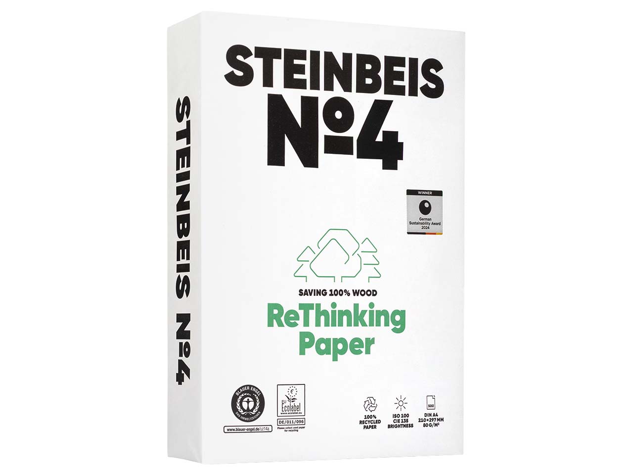 500 Blatt Steinbeis Recycling-Kopierpapier "No.4, EvolutionWhite" DIN A4