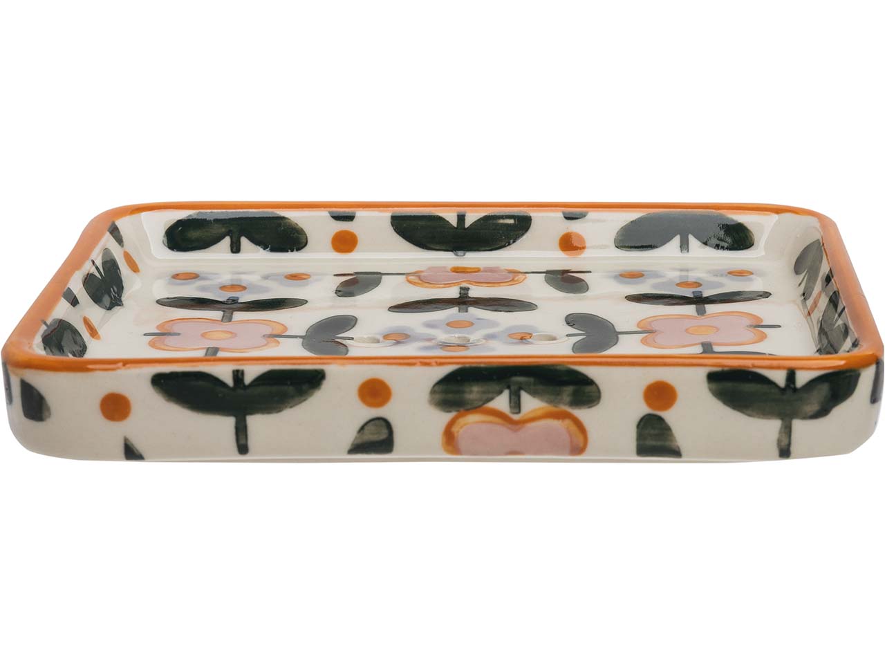 tranquillo Seifenschale "FLORUNA" aus Steinzeug, 13 x 10 x 2 cm, orange/creme