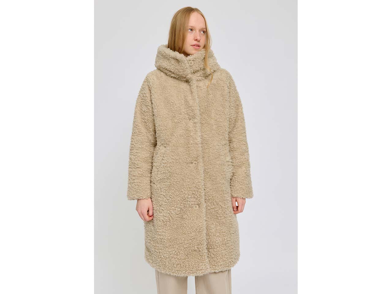 MAZINE Damen-Wintermantel 'Faux-Fur' mit Kapuze, natural, Gr. M