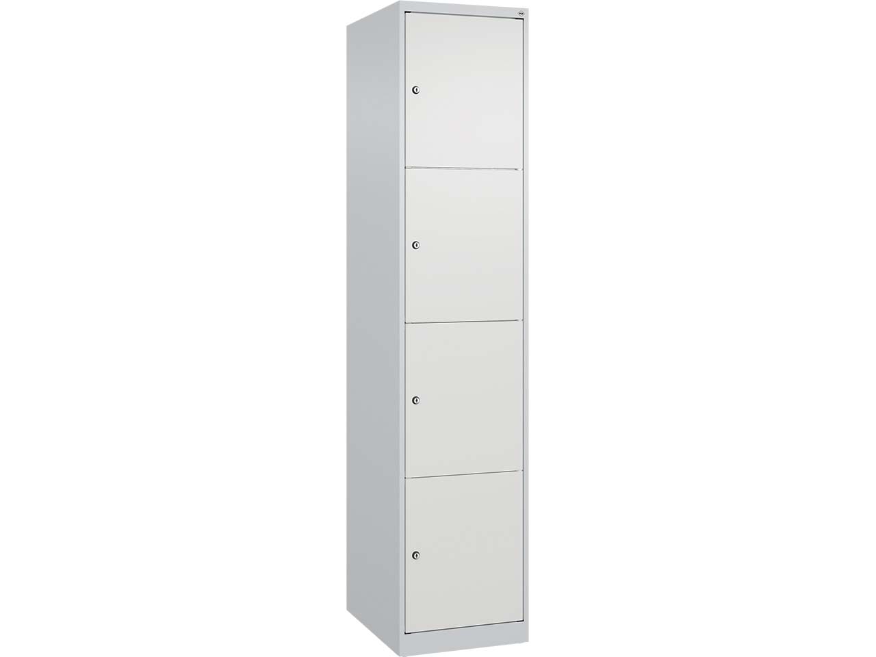 C+P Schließfachschrank Classic PLUS, 4 Fächer, 1850x400x500mm, Lichtgrau/Verkehrsweiß
