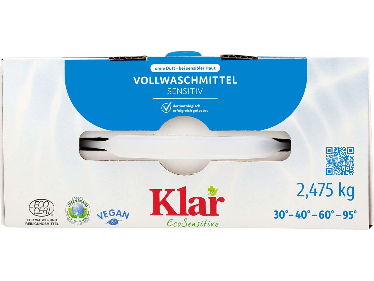 Klar Vollwaschmittel "Sensitive" ohne Duft, 2,475 kg