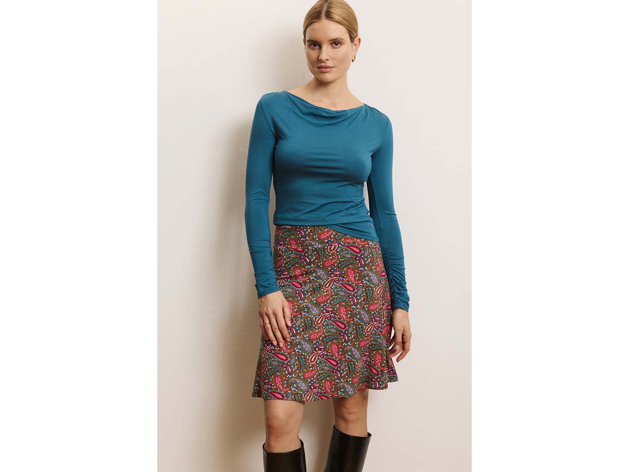 tranquillo Bio-Damen-Midi-Rock 'Olvaa' A-Linie, mit breitem Bund, paisley, Gr. S