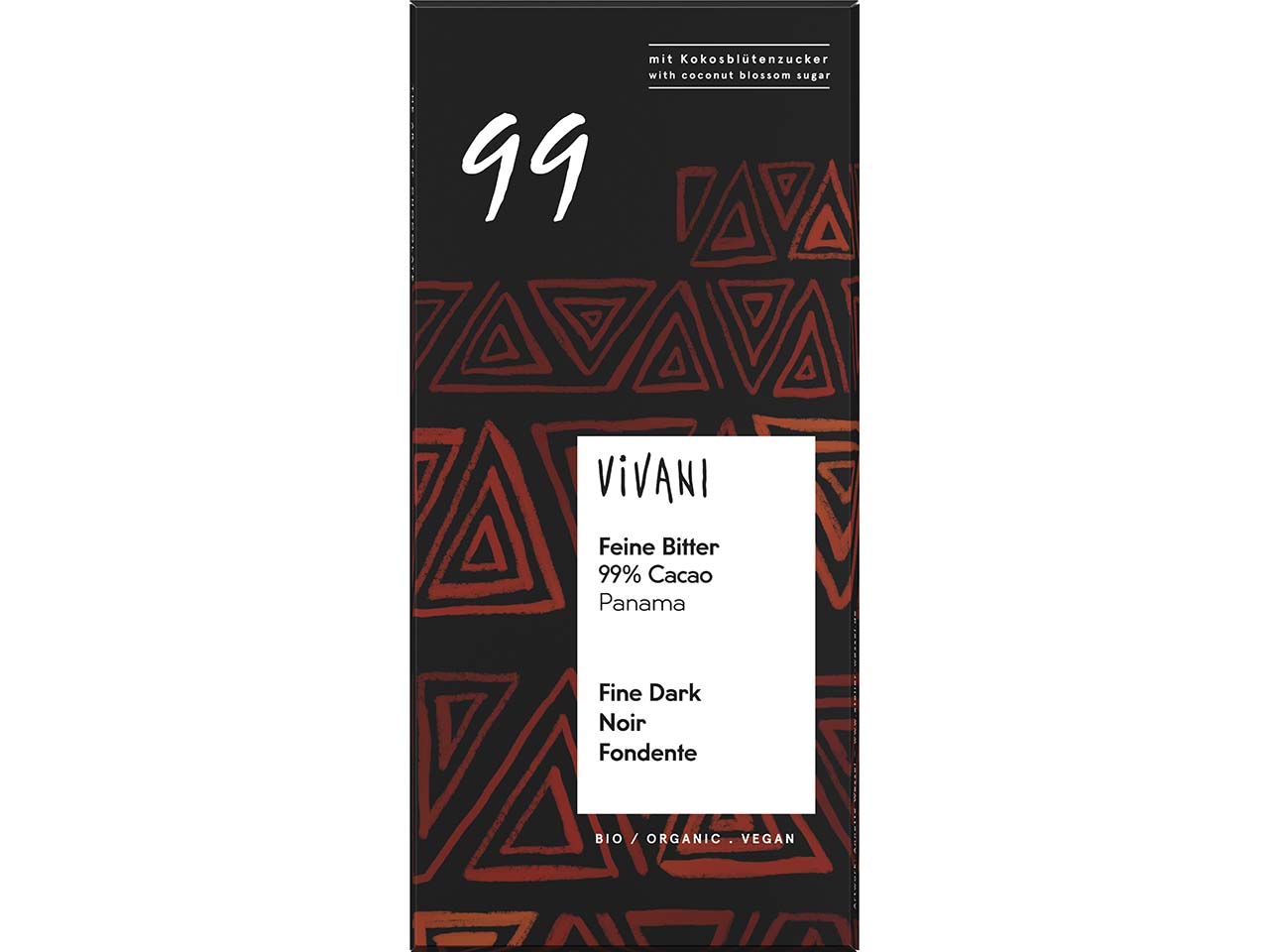 VIVANI Bio-Zartbitter-Schokolade "Feine Bitter" 99 % Kakao, Panama, vegan, 80 g
