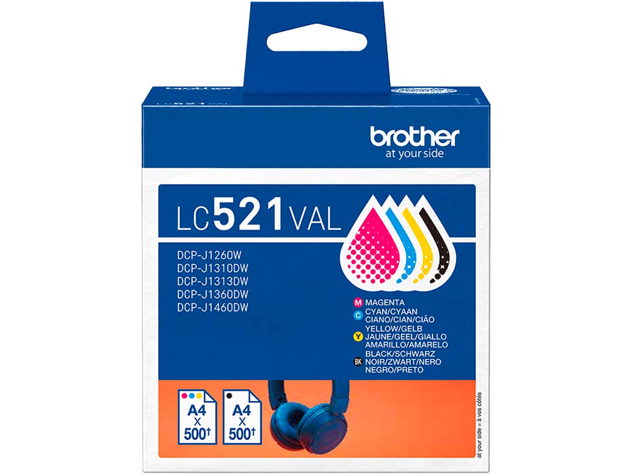 Brother 4er-Set Tintenpatrone LC-521BK/C/M/Y schwarz, cyan, magenta, gelb