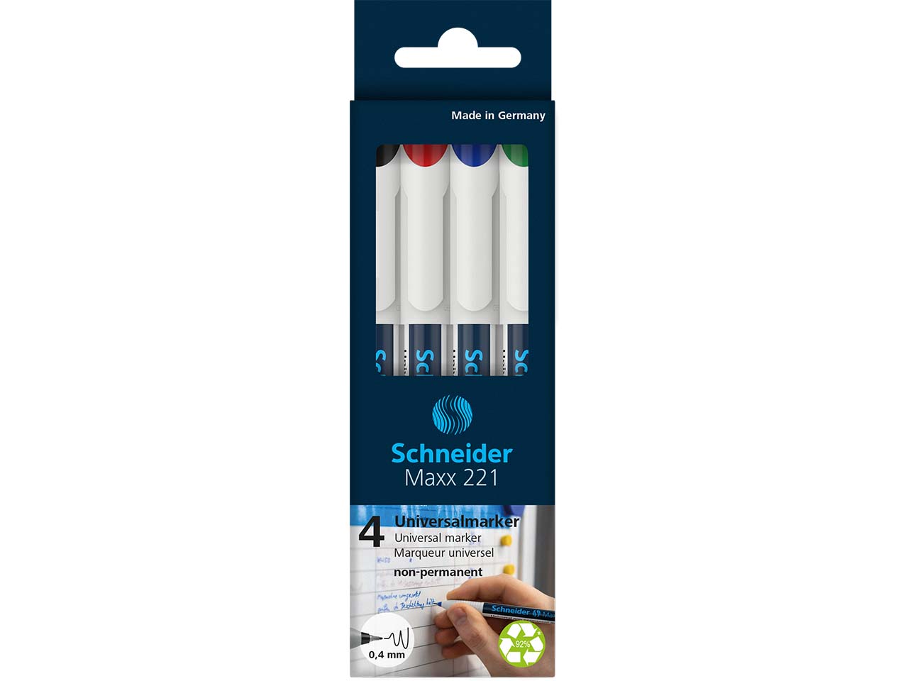 Schneider 4er-Set Universalmarker "Maxx 221 S", farbig sortiert
