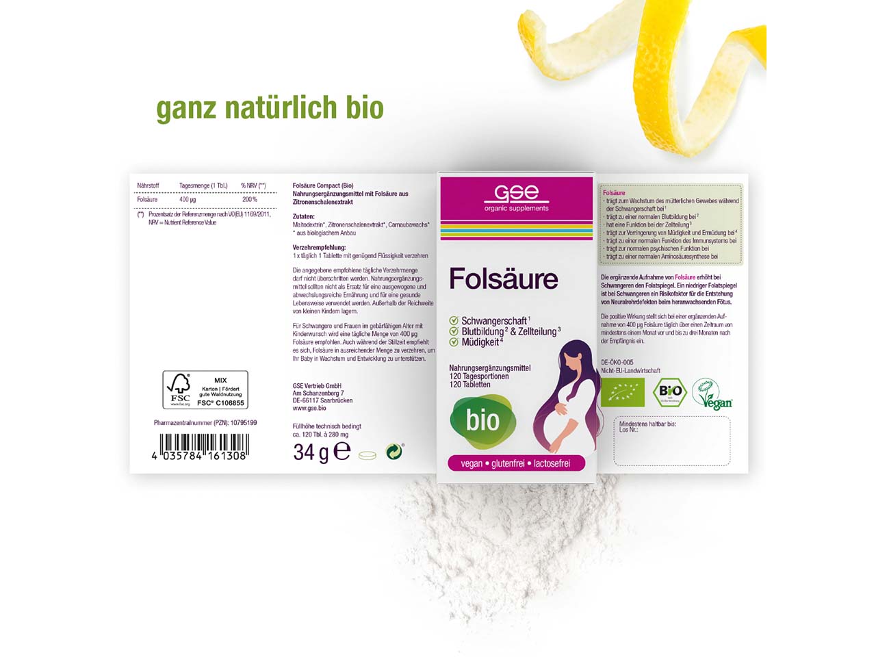GSE Bio-Tabletten Folsäure Compact, 120 Stück