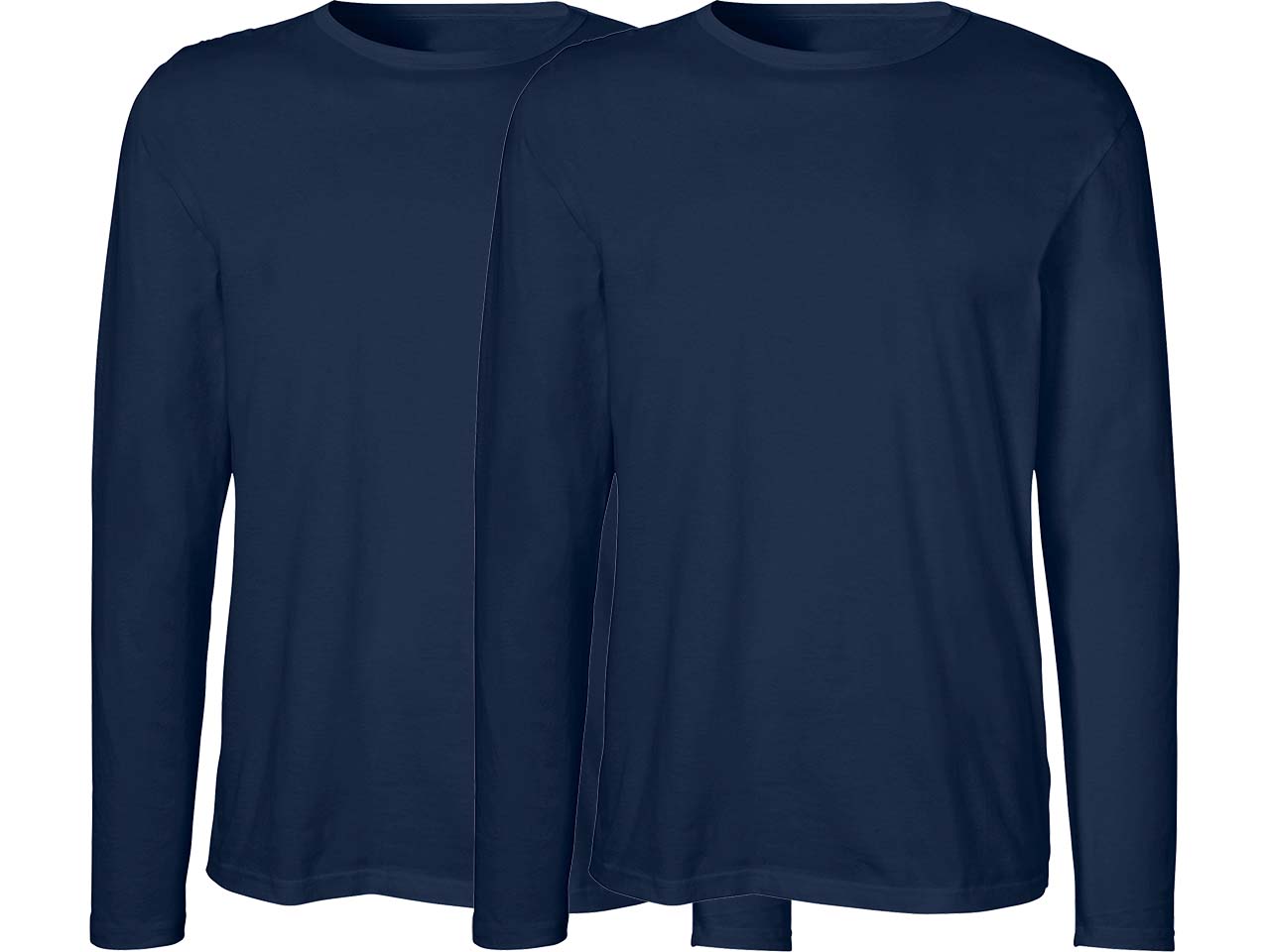 Neutral 2er-Pack Bio-Herren-Langarmshirt mit Rundhalsausschnitt, navy, Gr. L