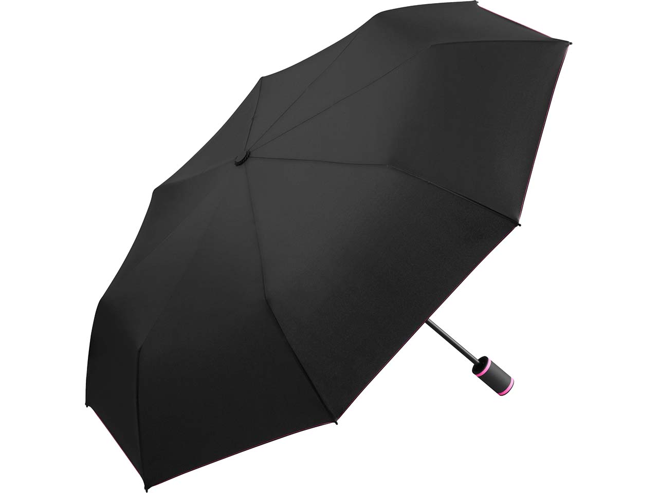 FARE Taschenschirm "Mini Style"  mit Handöffner, schwarz-magenta