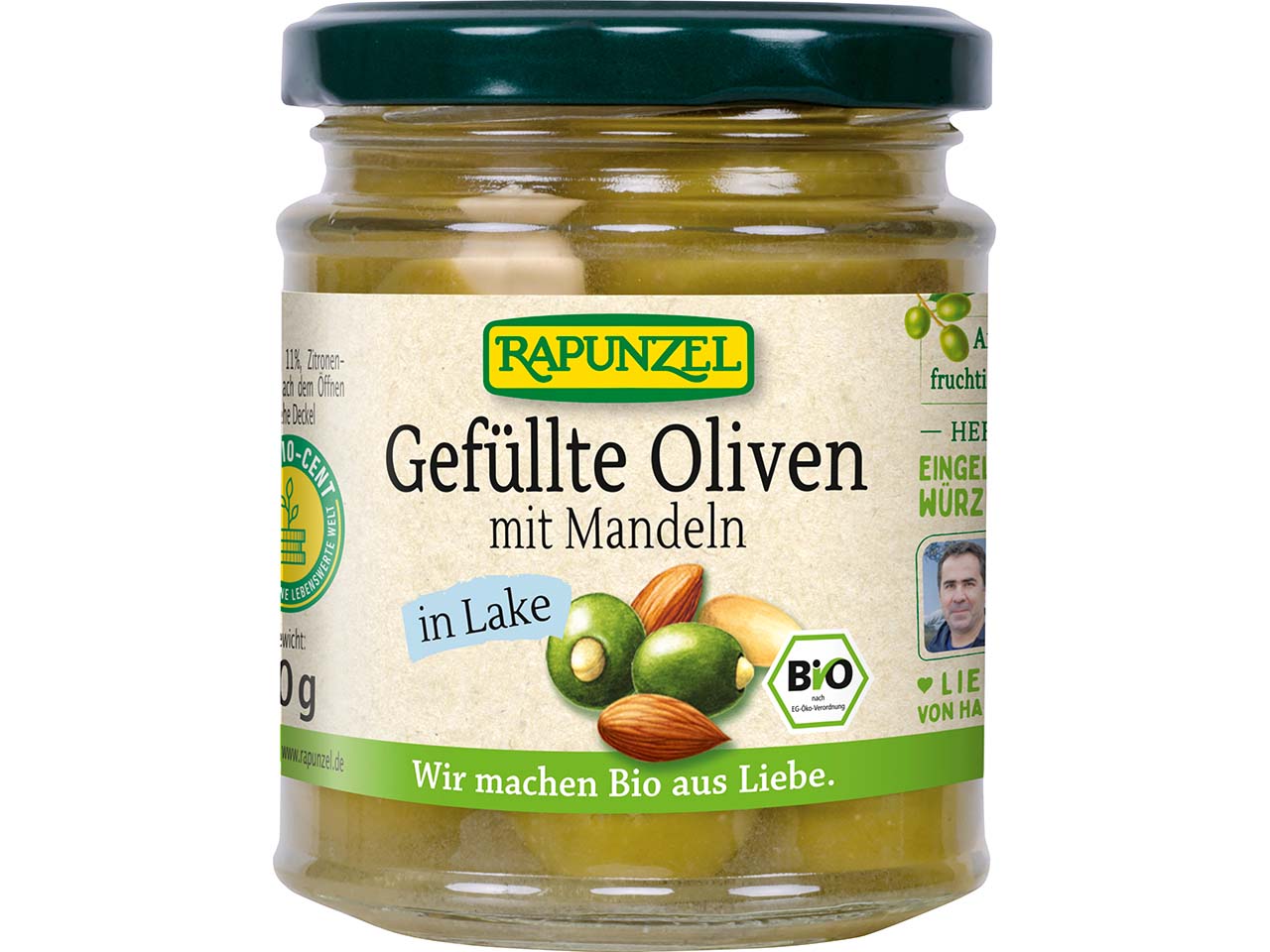 RAPUNZEL Bio-Oliven grün, gefüllt mit Mandel, 190 g