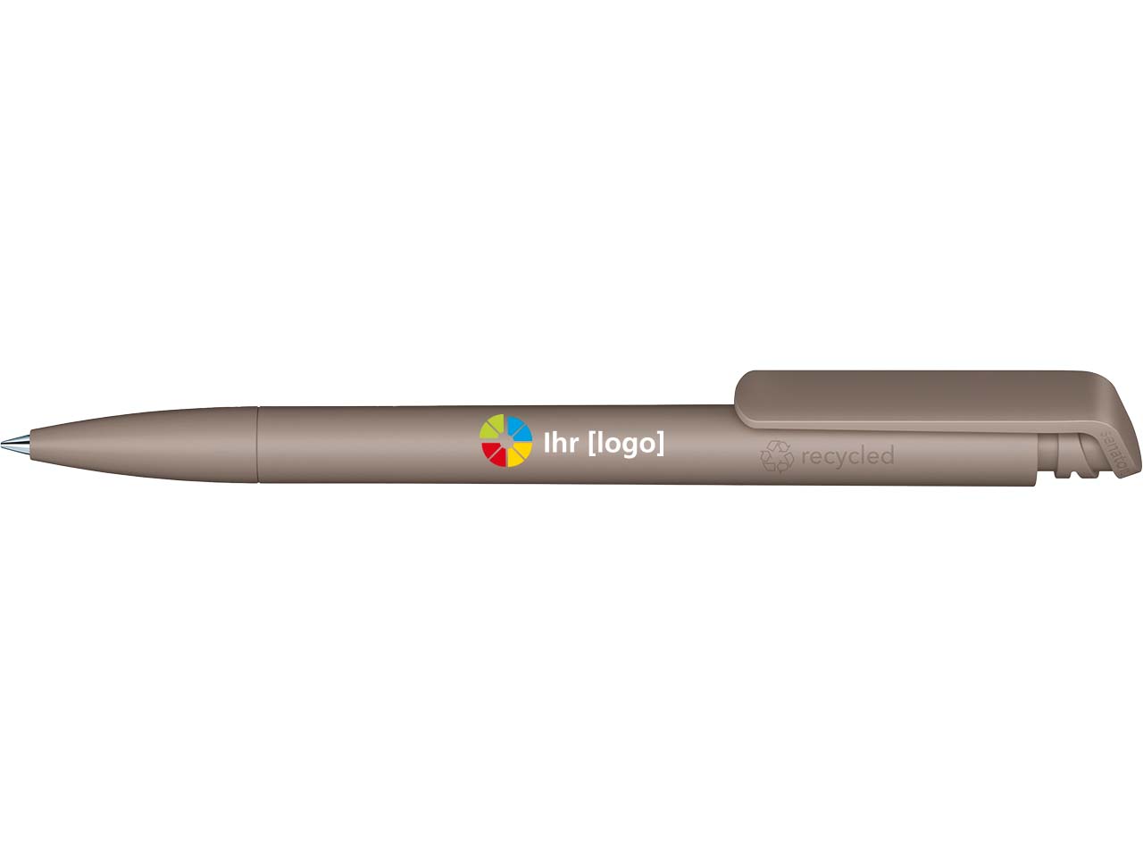 Senator Kugelschreiber "Trento Matt Recycled" inkl. 4-farbigem Aufdruck, warm grey