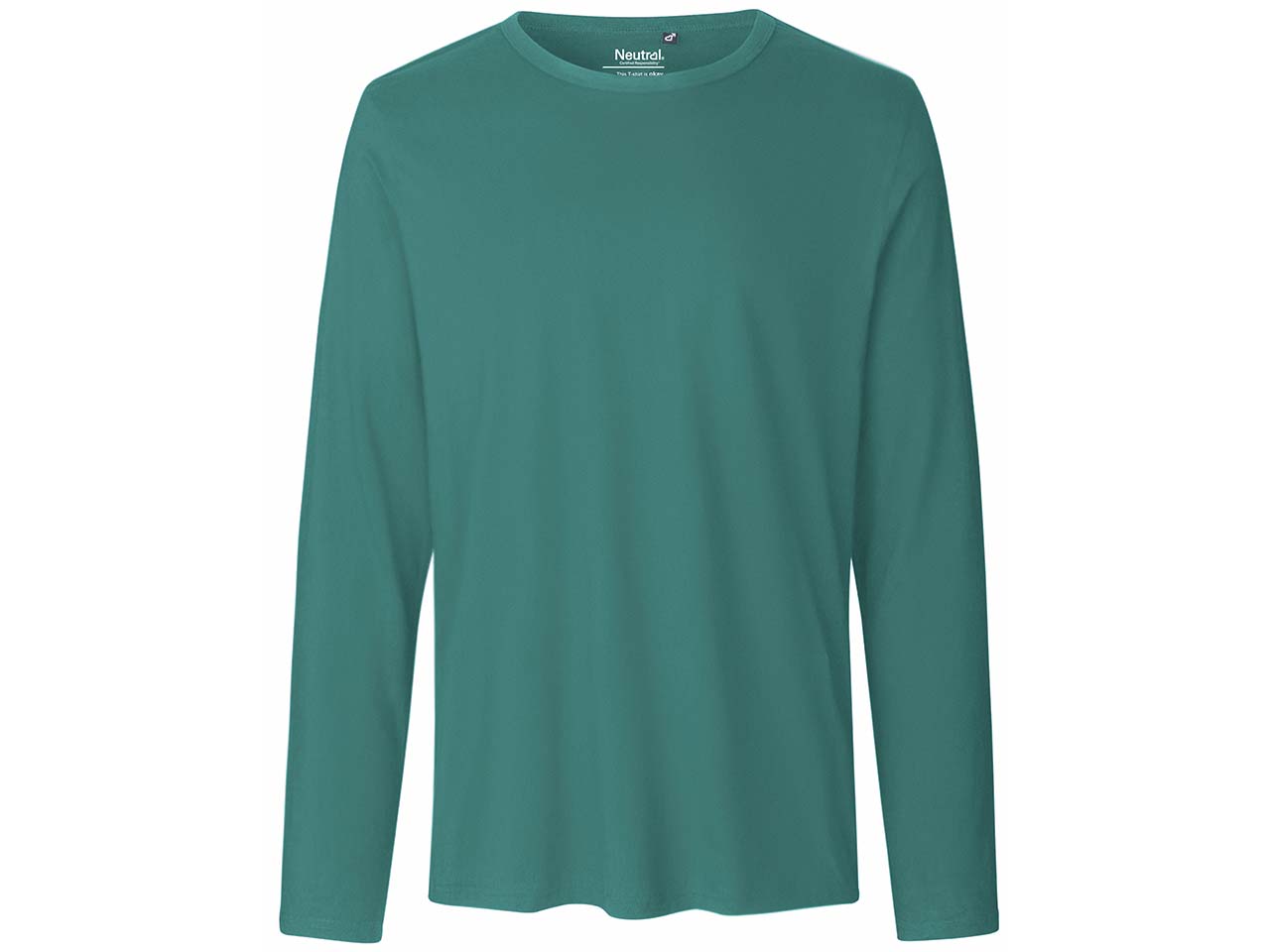 Neutral Bio-Herren-Langarmshirt mit Rundhalsaussschnitt teal, Gr. XL