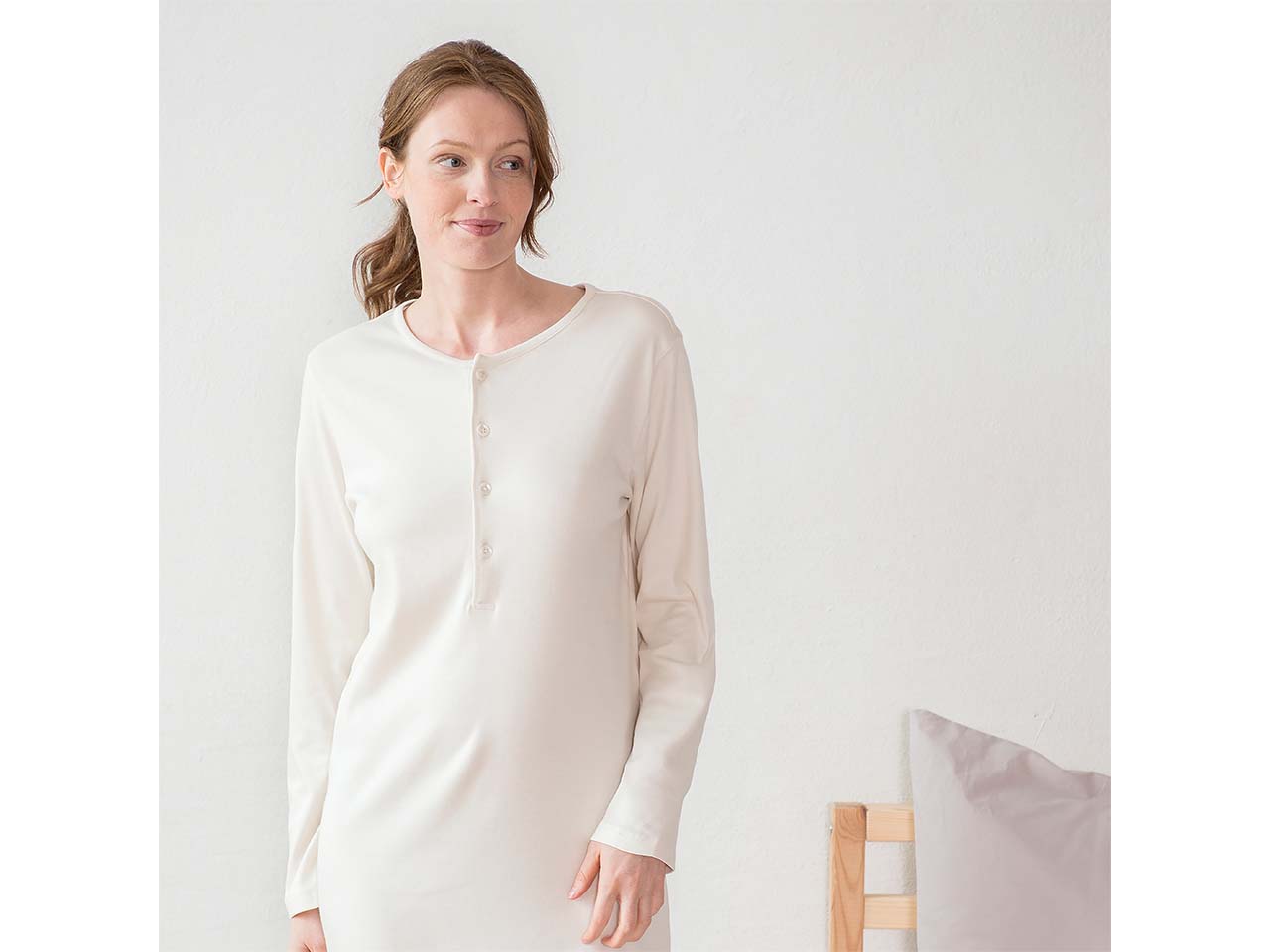 Living Crafts Bio-Unisex-Nachthemd "DOMINIQUE", natural, Gr. S