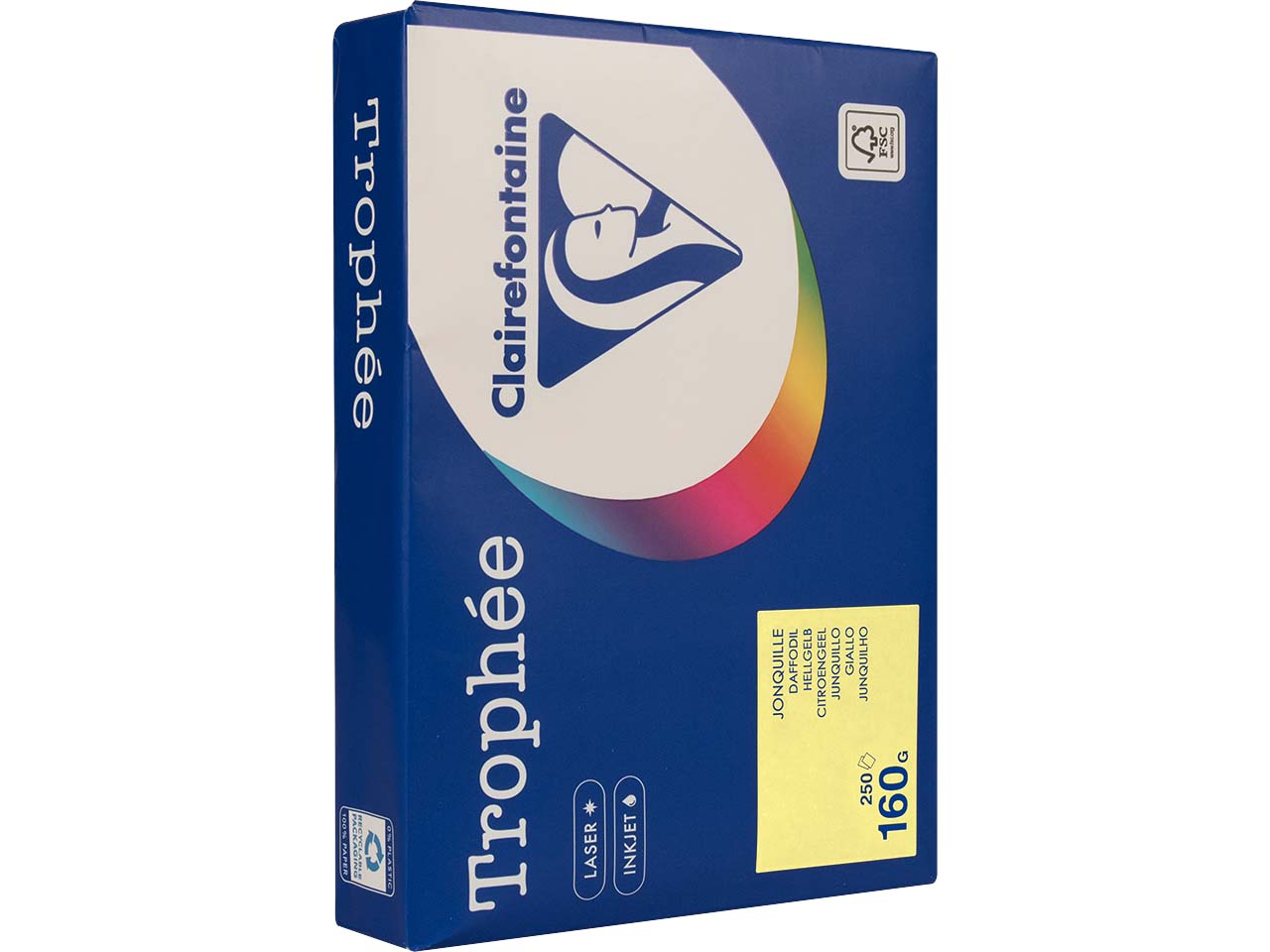 250 Blatt Clairfontaine Farbiges Kopierpapier "Trophee" 160 g/m², DIN A4, hellgelb