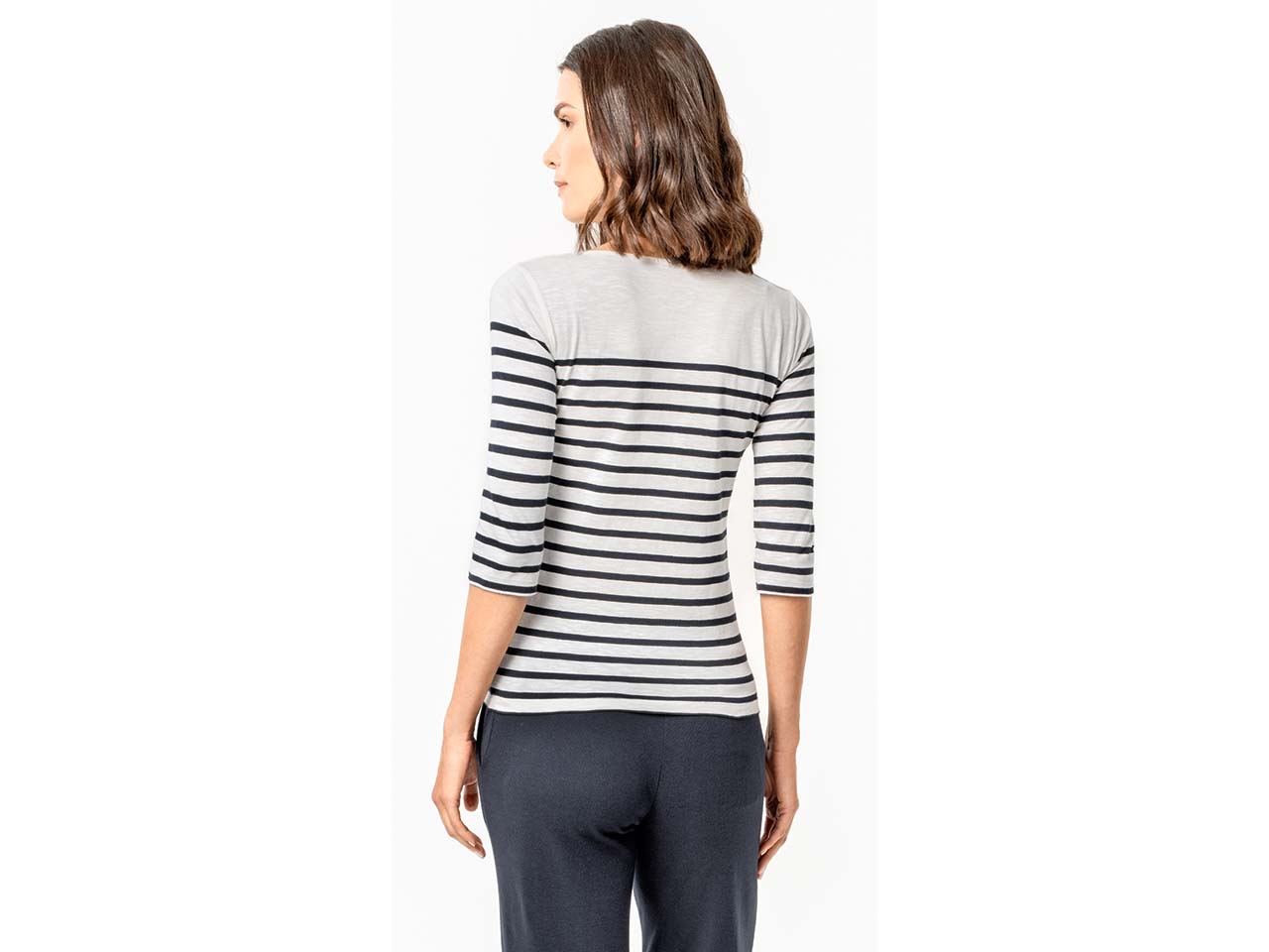 Living Crafts Bio-Damen-T-Shirt "ALEVA" mit 3/4-Arm, chalk/ink blue, Gr. L