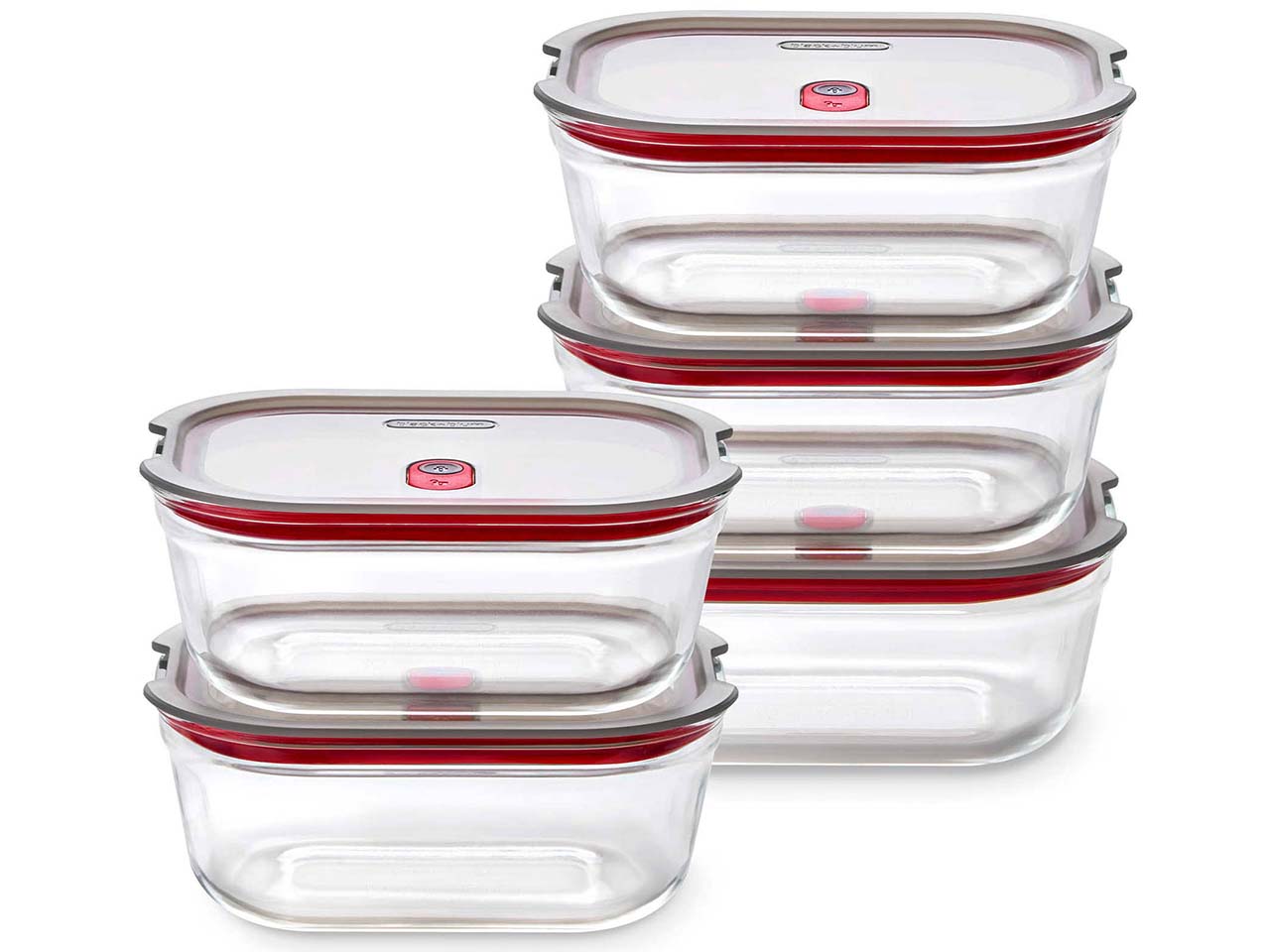black+blum Frischhaltebox "Food Box" Glas, rechteckig, 5 Stk. 900 ml