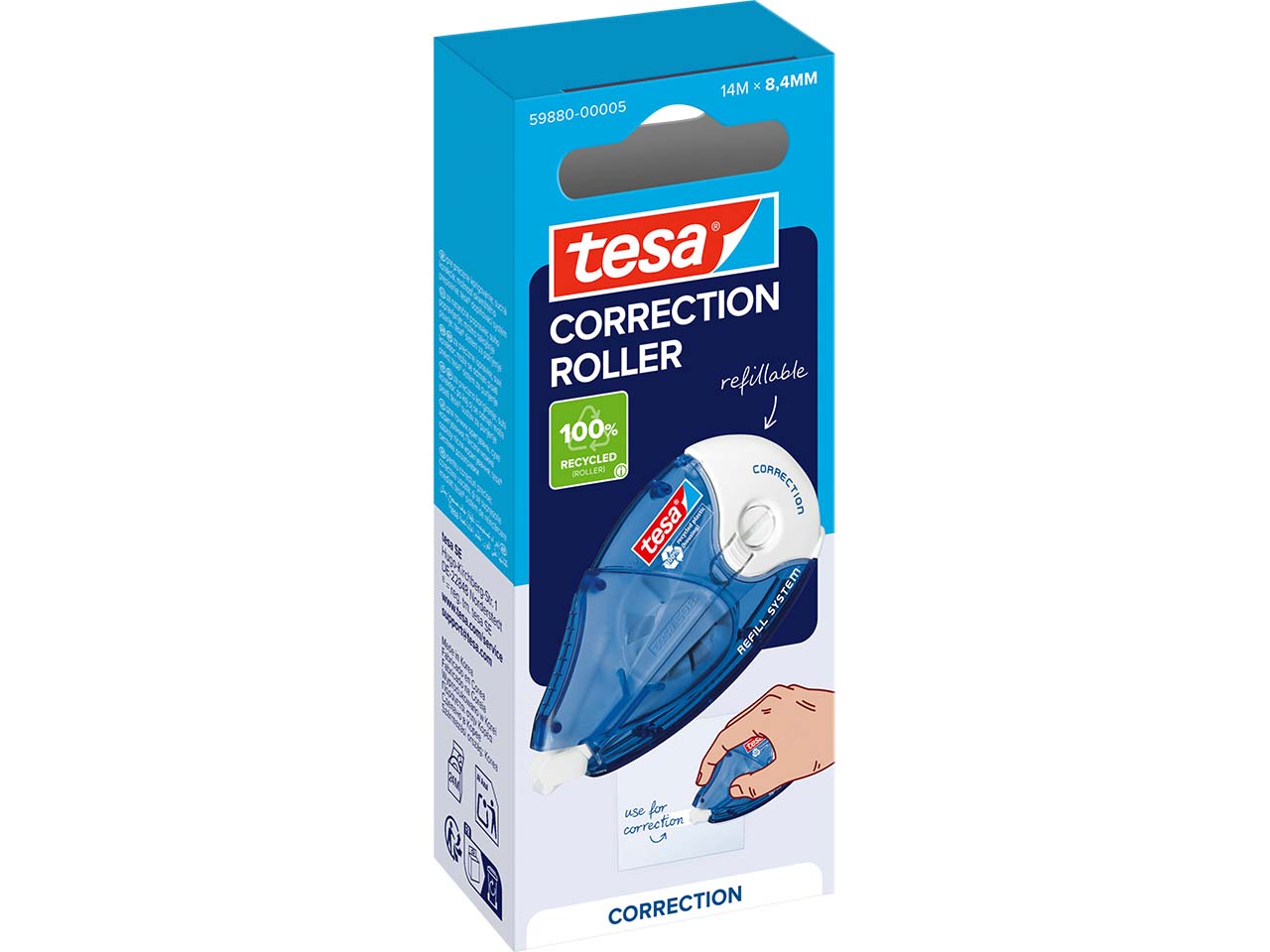 tesa Nachfüllbarer Korrekturroller "ecoLogo" 8,4 mm