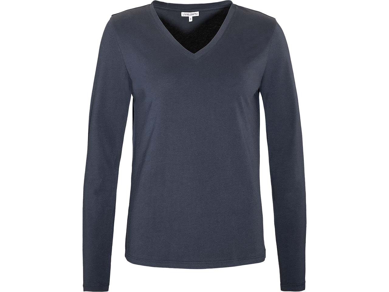Living Crafts Bio-Damen-Langarmshirt 'TARANA' mit V-Ausschnitt, ink blue, Gr. XL