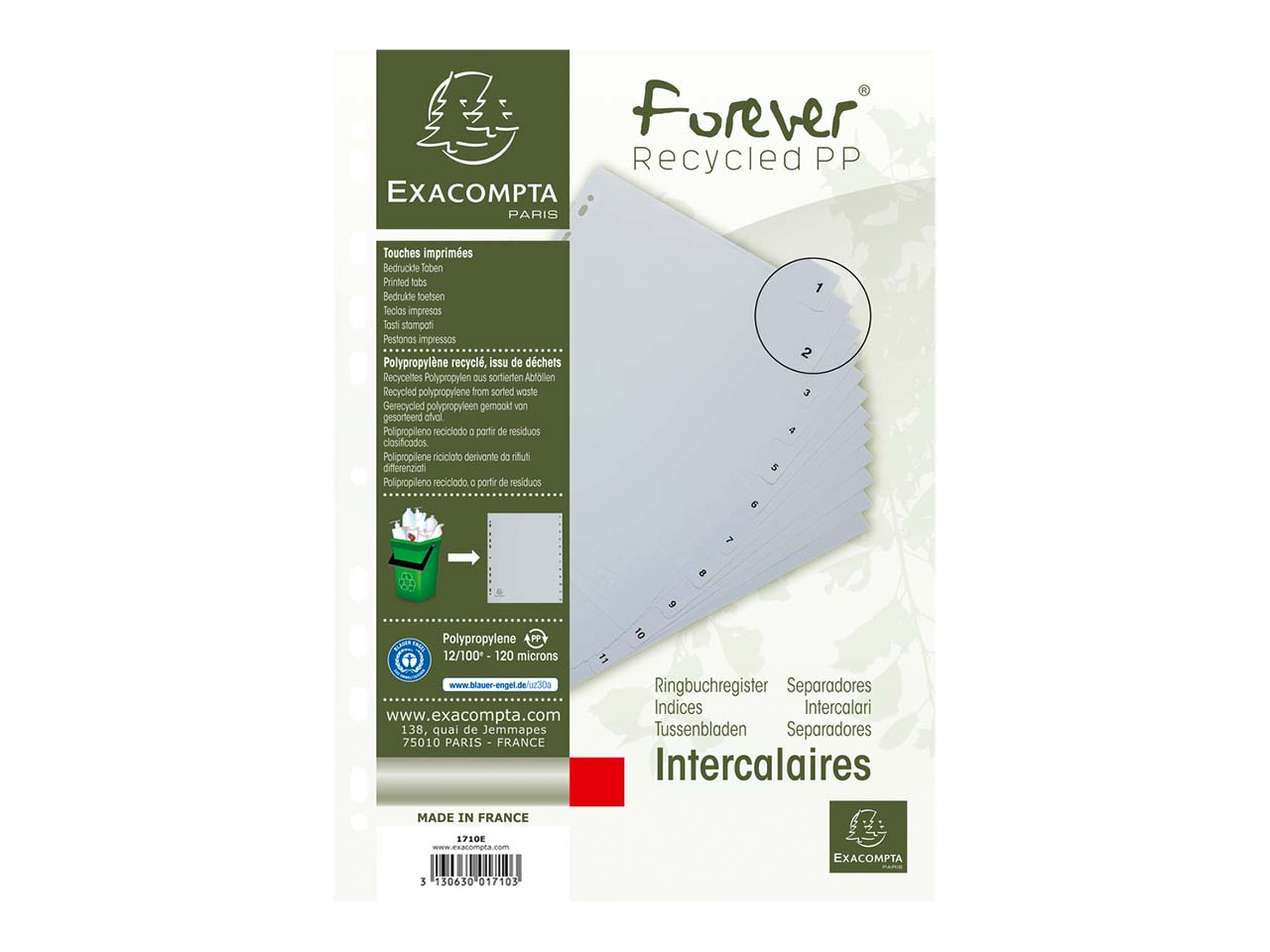 Exacompta Register aus Recyclingkunststoff 10-teilig, DIN A4
