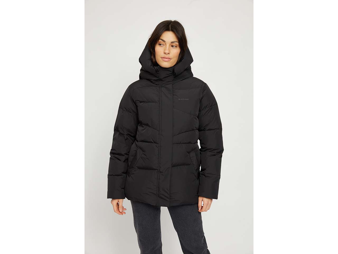 MAZINE Damen-Steppjacke 'Wanda' mit großer Kapuze, black, Gr. S