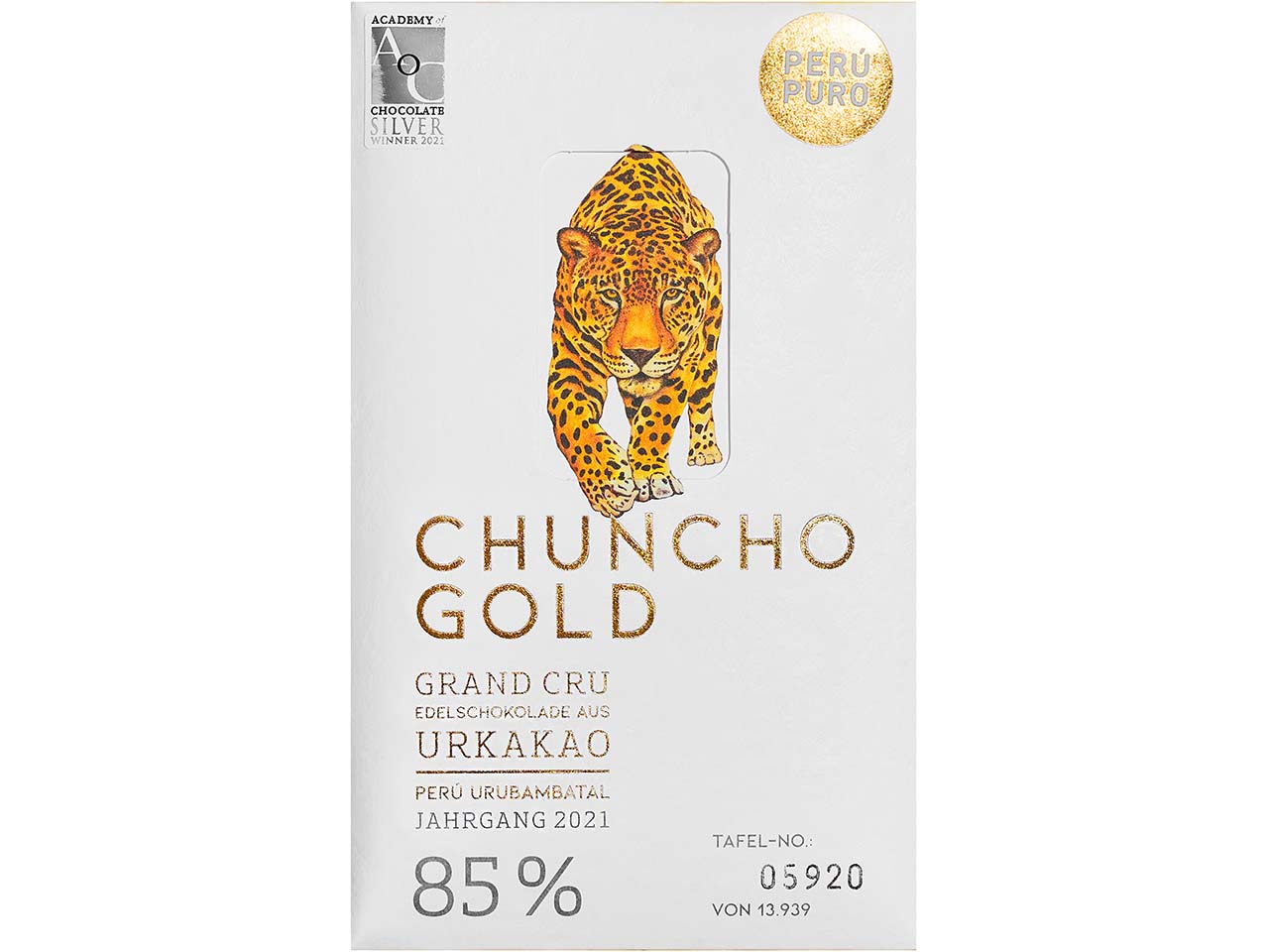 PERÚ PURO Bio Zartbitterschokolade "CHUNCHO GOLD Grand Cru" 85 % Kakao, 70 g