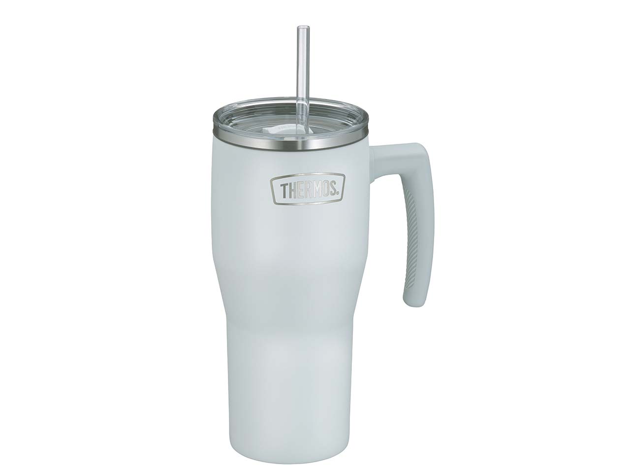 THERMOS Isolier-Trinkbecher "REFRESHING", mit Trinkhalm & Henkel, 850 ml, white mat