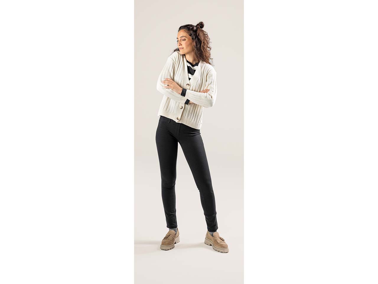 Living Crafts Bio-Damen-Treggings "DENISE" mit elastischem Gummibund, schwarz, Gr. M