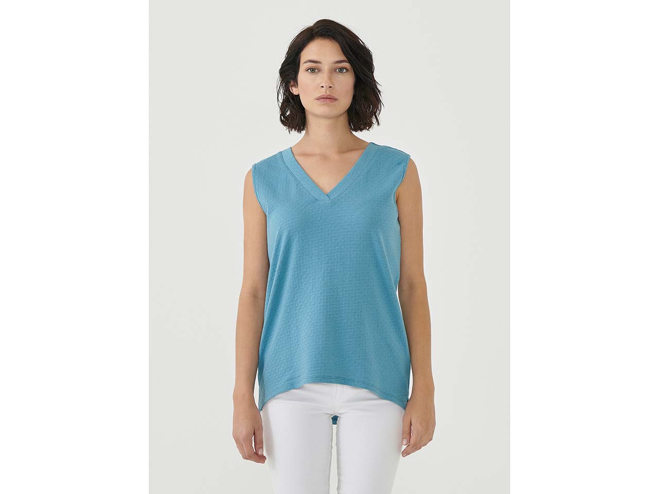 ORGANICATION Bio-Damen-Tank-Top mit V-Ausschnitt petrol blue, S