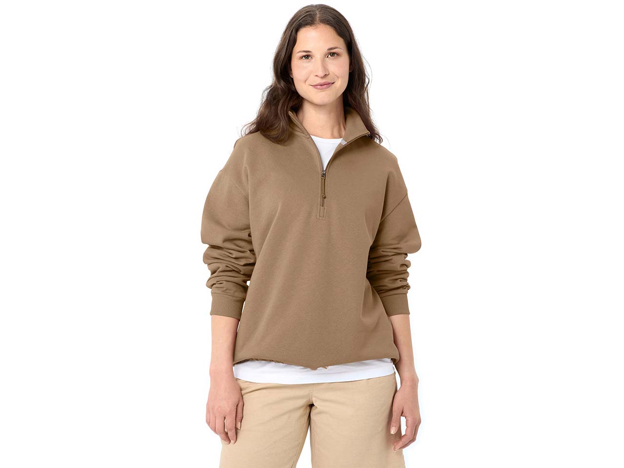 VAUDE Bio-Damen-Half-Zip-Pullover "Redmont" weit geschnitten, oat, Gr. 40