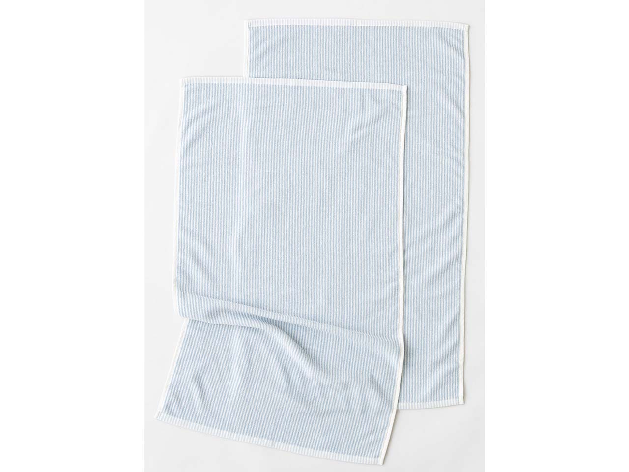 MELA 2er-Pack Bio-Gästehandtuch 'TANVI Stripes' 30x50 cm, aus Frottee, cloudy blue