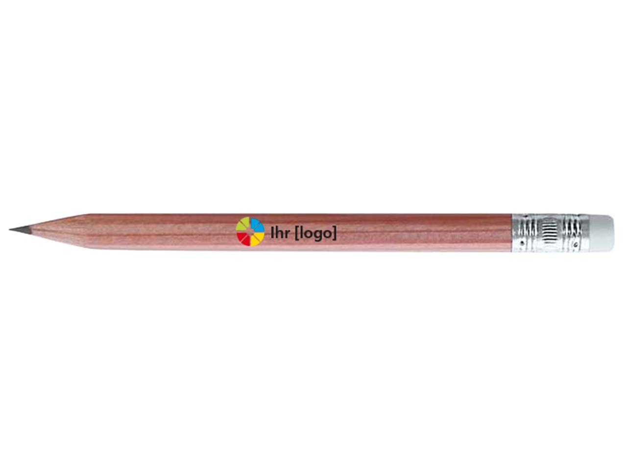 FSC-zertifizierter Bleistift 6-eckig 9,75 cm mit Radiertip, natur