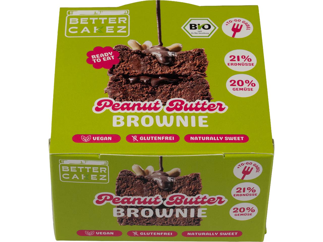 Better Cakez Bio-Kuchen "Peanutbutter Brownie" vegan, im Snack-Glas