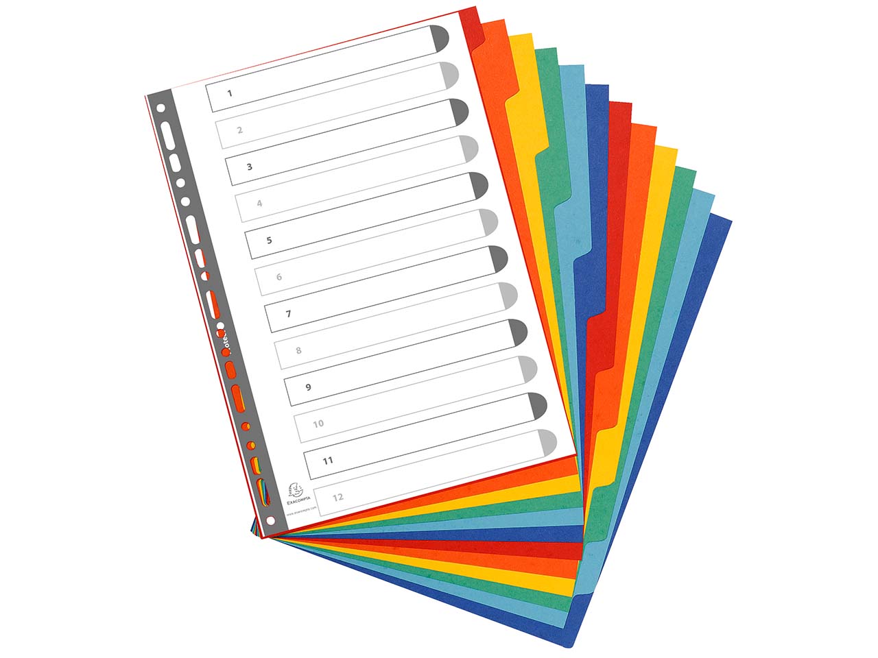 25 Exacompta Register, Colorspan-Karton, 12 Taben neutral, 400 g/m², DIN A4, sortiert