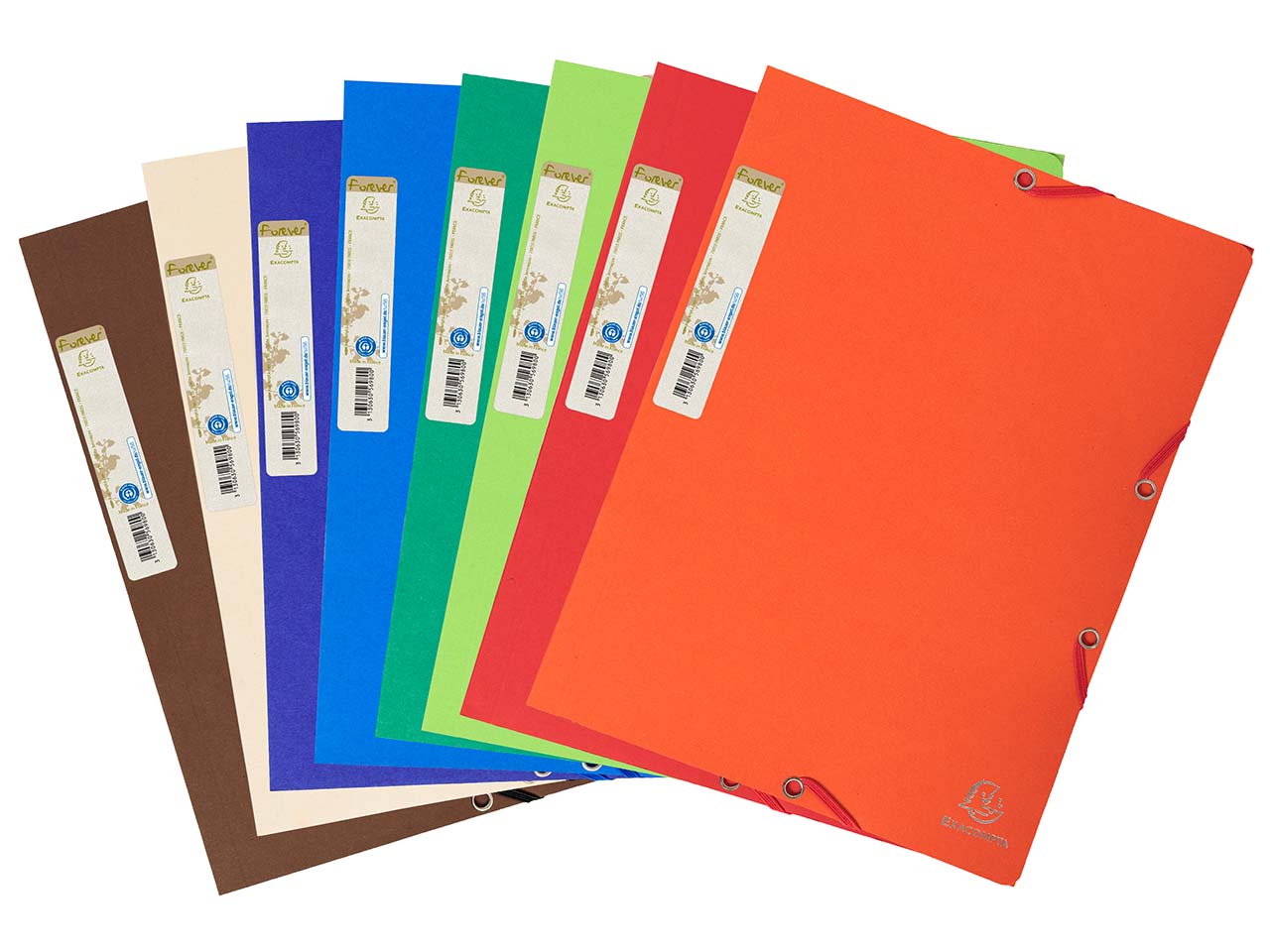 25 Exacompta Sammelmappen "Forever", 380 g/m², DIN A4, Gummizug, 3 Klappen, sortiert