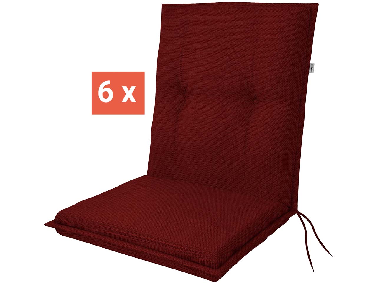 doppler Auflage "STAR" für Niederlehner, 6er-Pack, 100x48x6 cm, Polyester, bordeaux