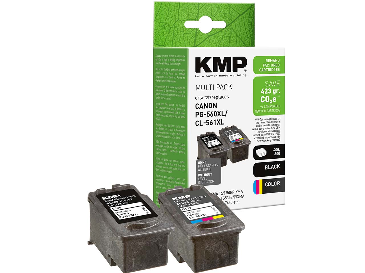 KMP Tintenpatronen ersetzt Canon PG-560XL/CL-561XL schwarz, color, 2er-Set