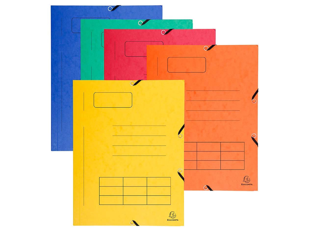 50 Exacompta Sammelmappen, Organisationsdruck, 355 g/m², DIN A4, 3 Klappen, sortiert
