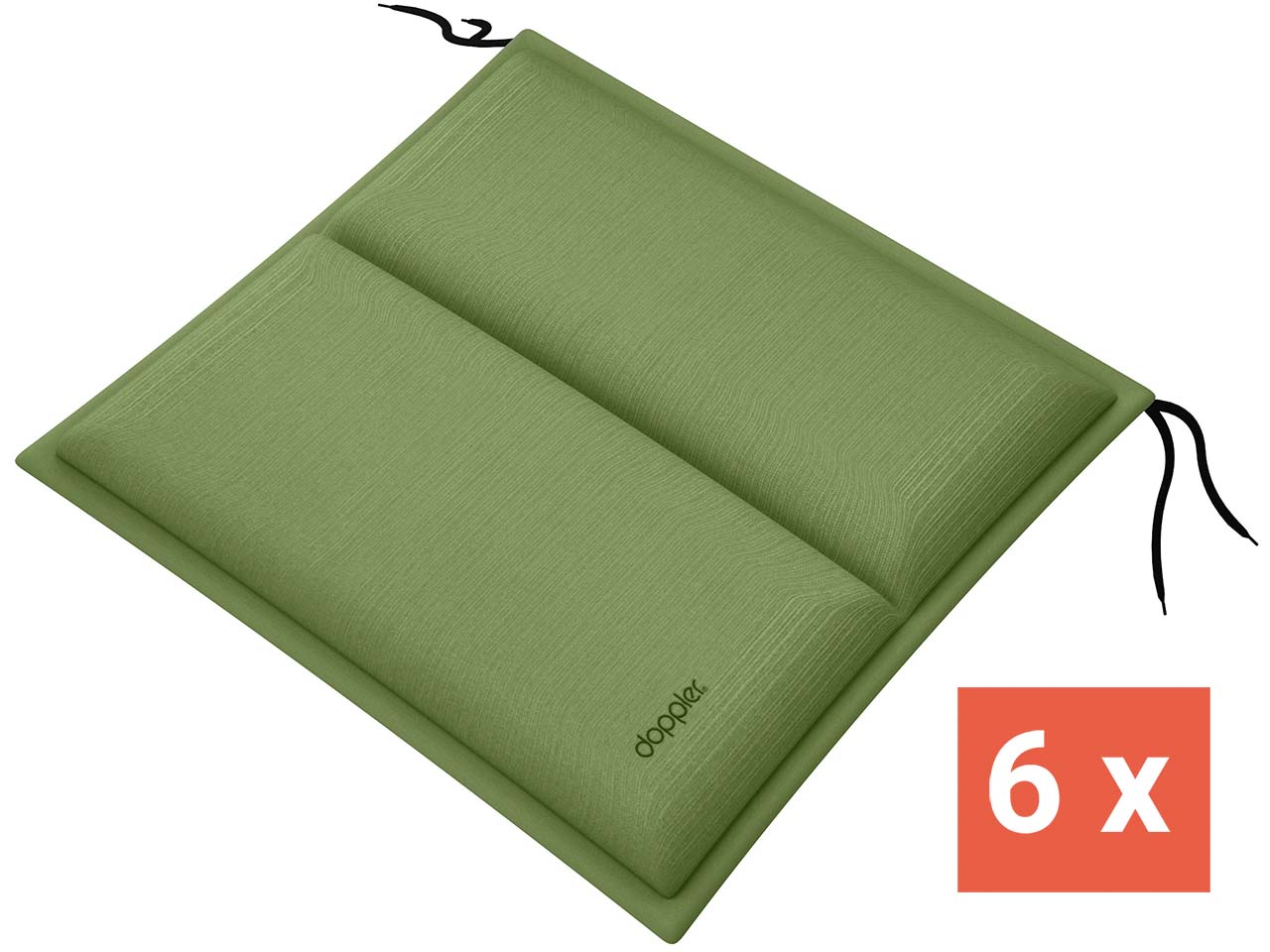 doppler Sitzkissen "CITY" mit Längssteppung, 6er-Pack, 48x48x6 cm, Polyester, grün