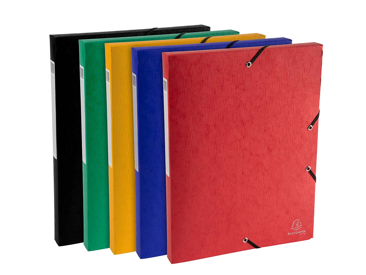 10 Exacompta Archivboxen "Scotten" aus Colorspan, 600 g/m², DIN A4, sortiert, RB 25 mm