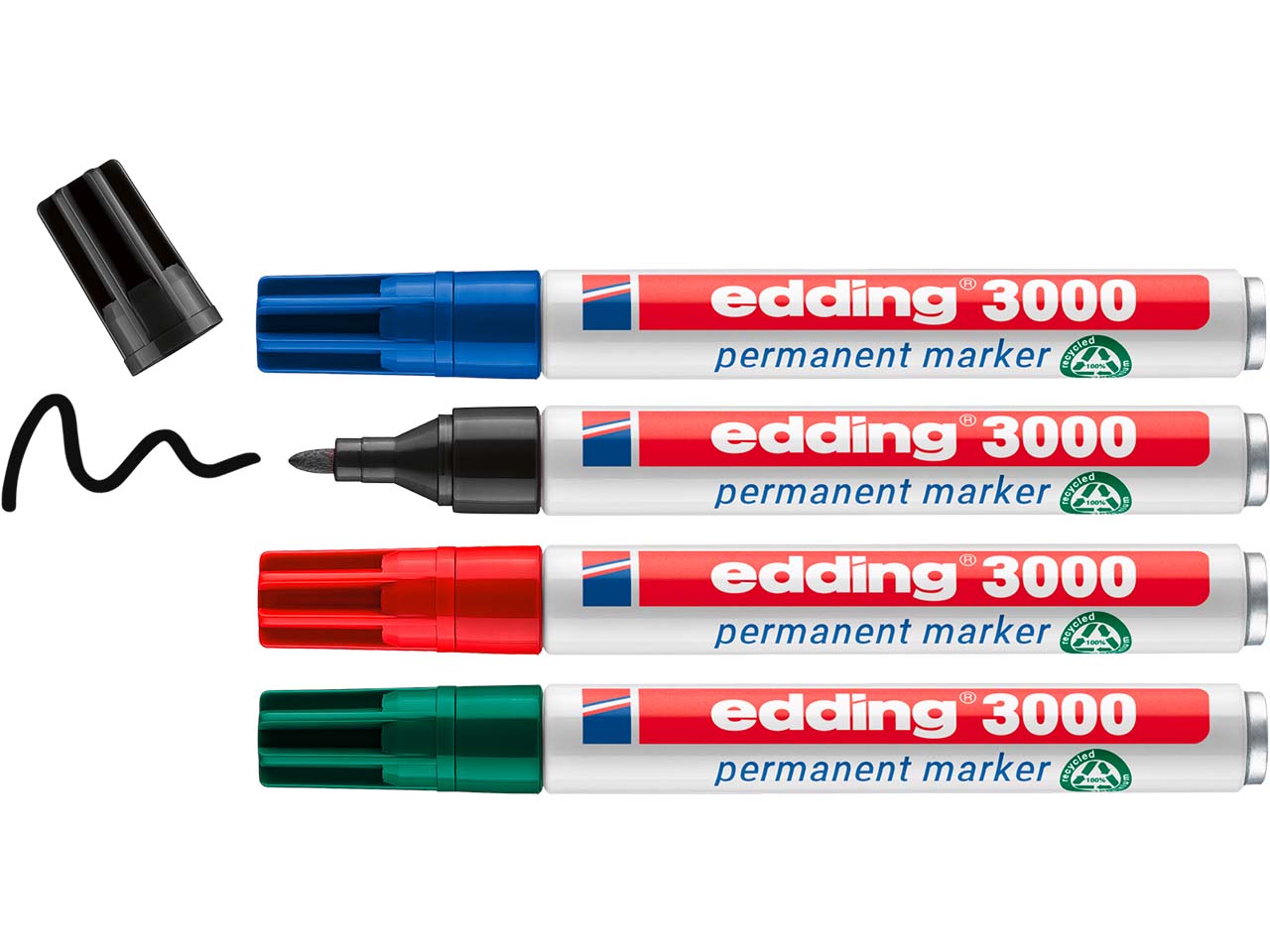 4er Set edding Permanentmarker "3000" farbig sortiert