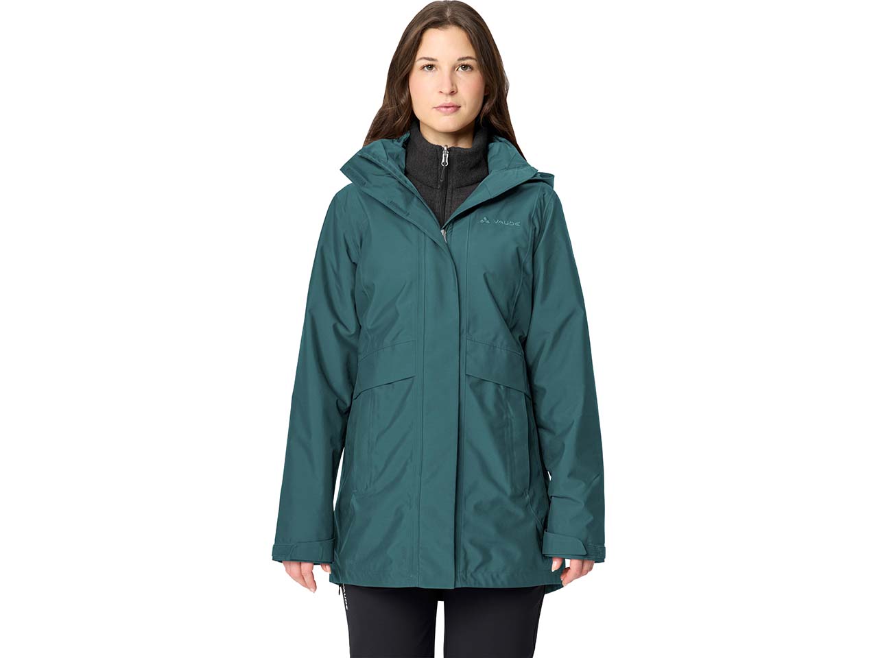VAUDE Damen-Parka "Idris 3in1 IV" mit angeschnittener Kapuze, dark fjord green, Gr. 42