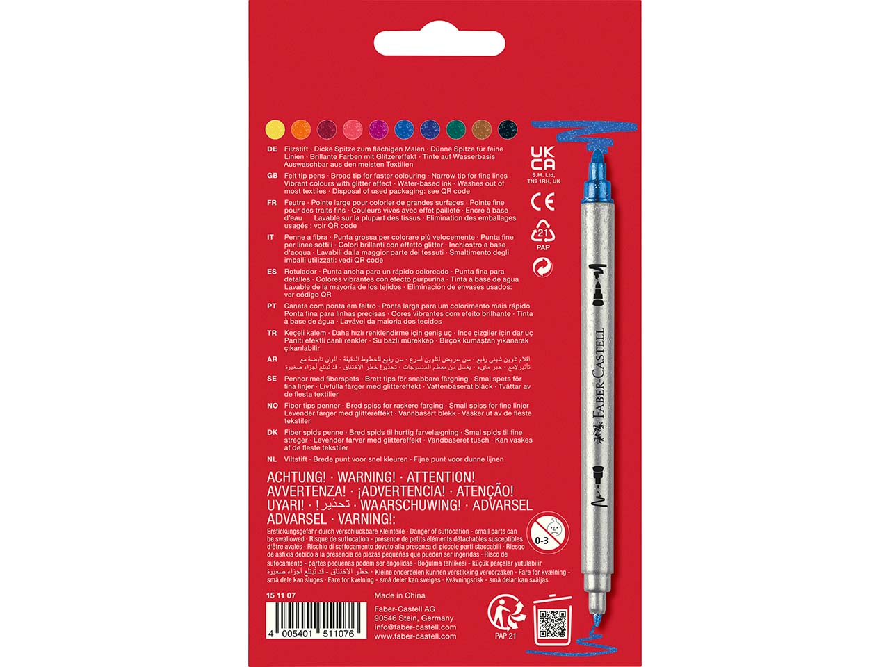 Faber-Castell Doppelfasermaler Glitzer 10er Etui, farbig sortiert