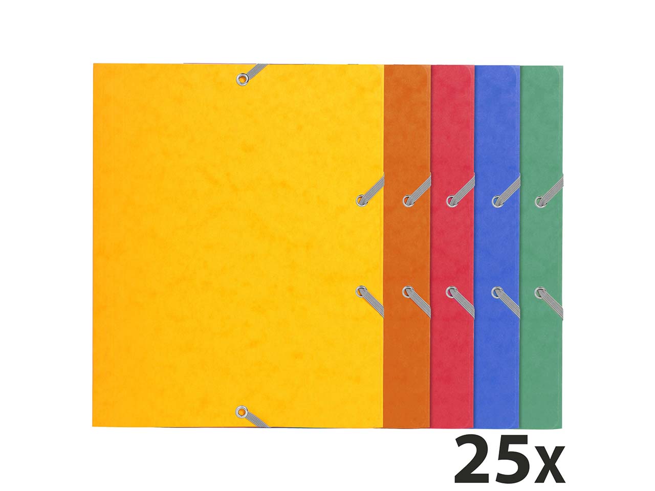 25 Exacompta Sammelmappen, Colorspan-Karton, 400 g/m², 22 x17 cm, 3 Klappen, sortiert