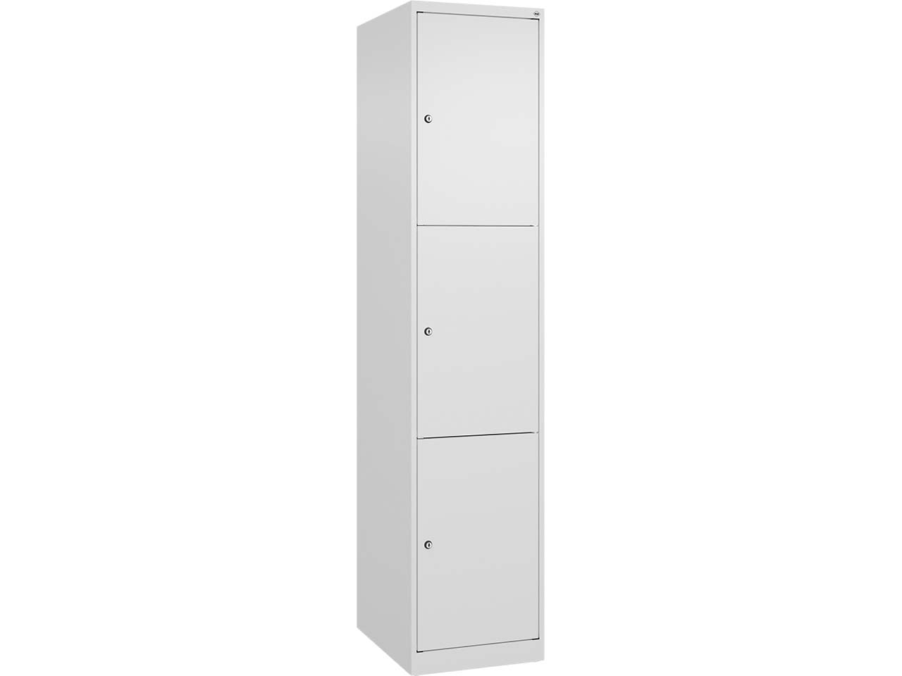 C+P Schließfachschrank Classic PLUS, 3 Fächer, 1850x400x500mm, Verkehrsweiß/Verkehrsweiß