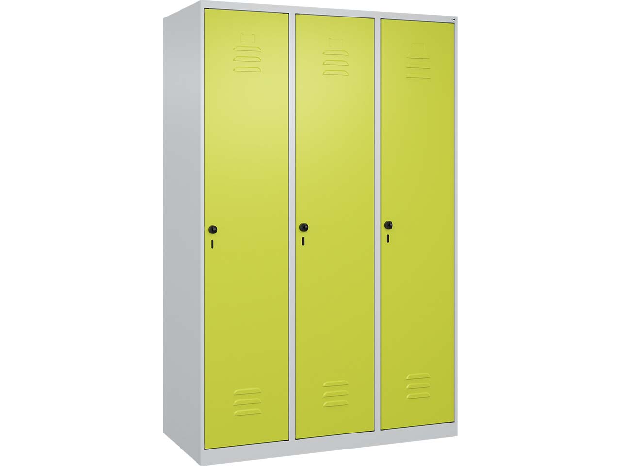 C+P Spind Classic PLUS, 3 Abteile, 1850x1200x500mm, Lichtgrau/Clowngrün