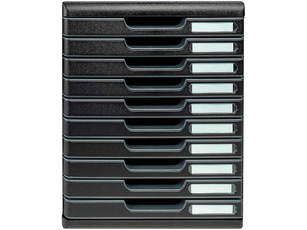Exacompta Schubladenbox Modulo "ECOBlack", DIN A4+, 10 Schubladen geschlossen, schwarz