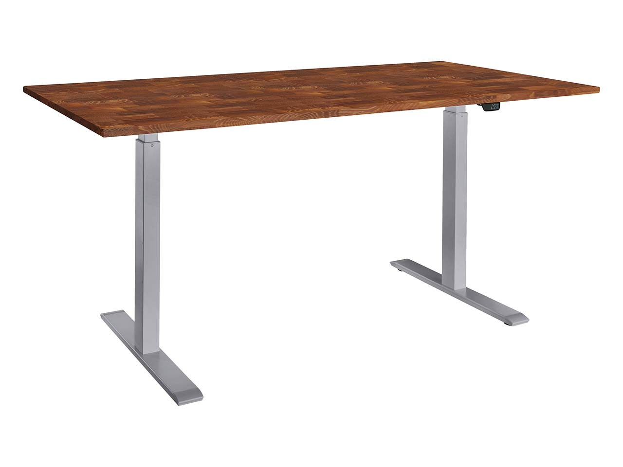 memo Höhenverstellbarer Schreibtisch "ON" grau, Robinie massiv, B 110 x T 60 cm