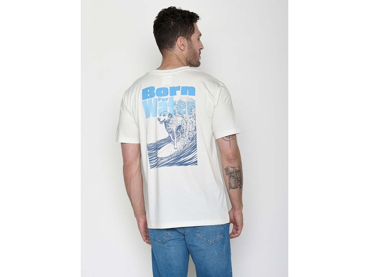 GREENBOMB Bio-Herren-T-Shirt "Dog Surf" locker geschnitten, moonstone, Gr. M