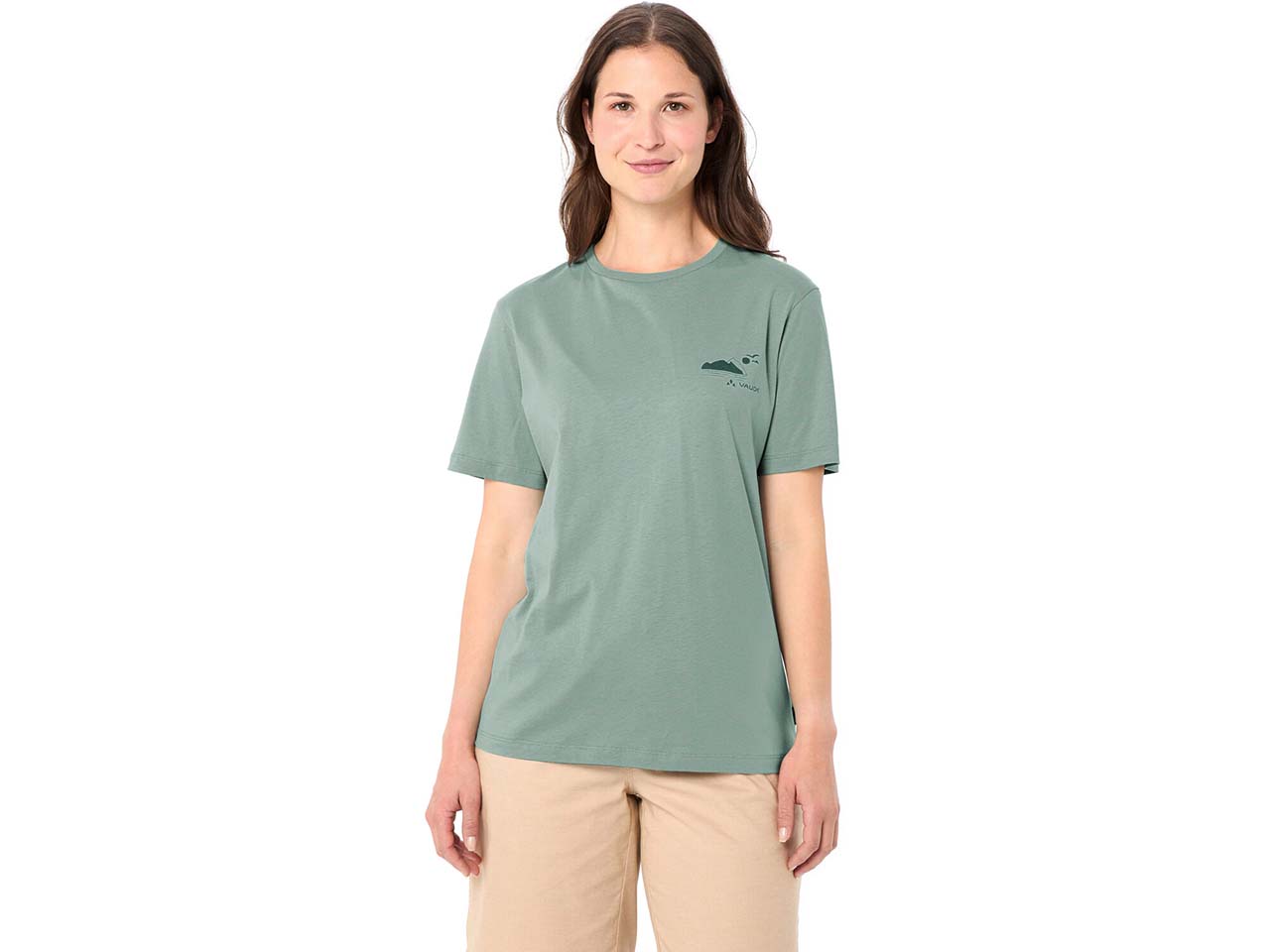 VAUDE Damen-T-Shirt "Spirit II" mit Rückenaufdruck, dusty fern, Gr. 40